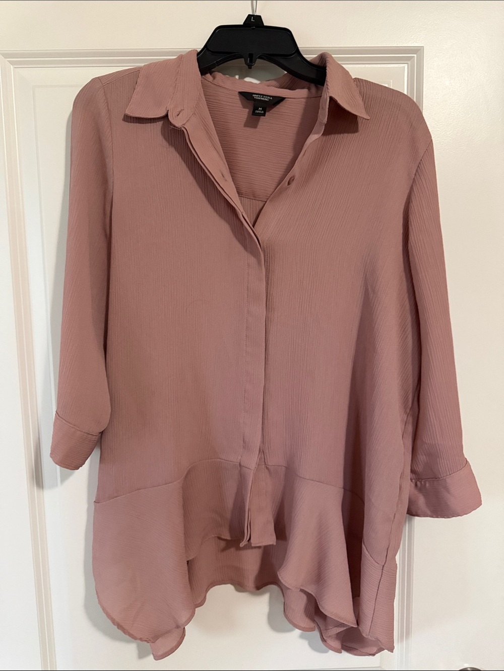 Vera Wang Dusty Rose Button-Front Tunic